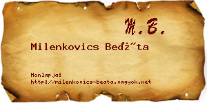 Milenkovics Beáta névjegykártya